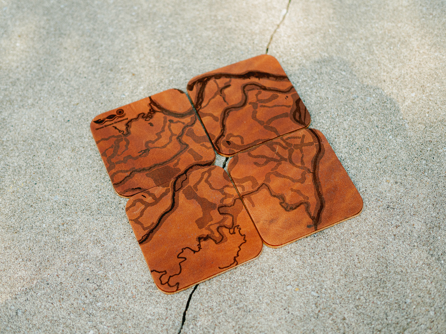 Leather Greenway Coaster Set